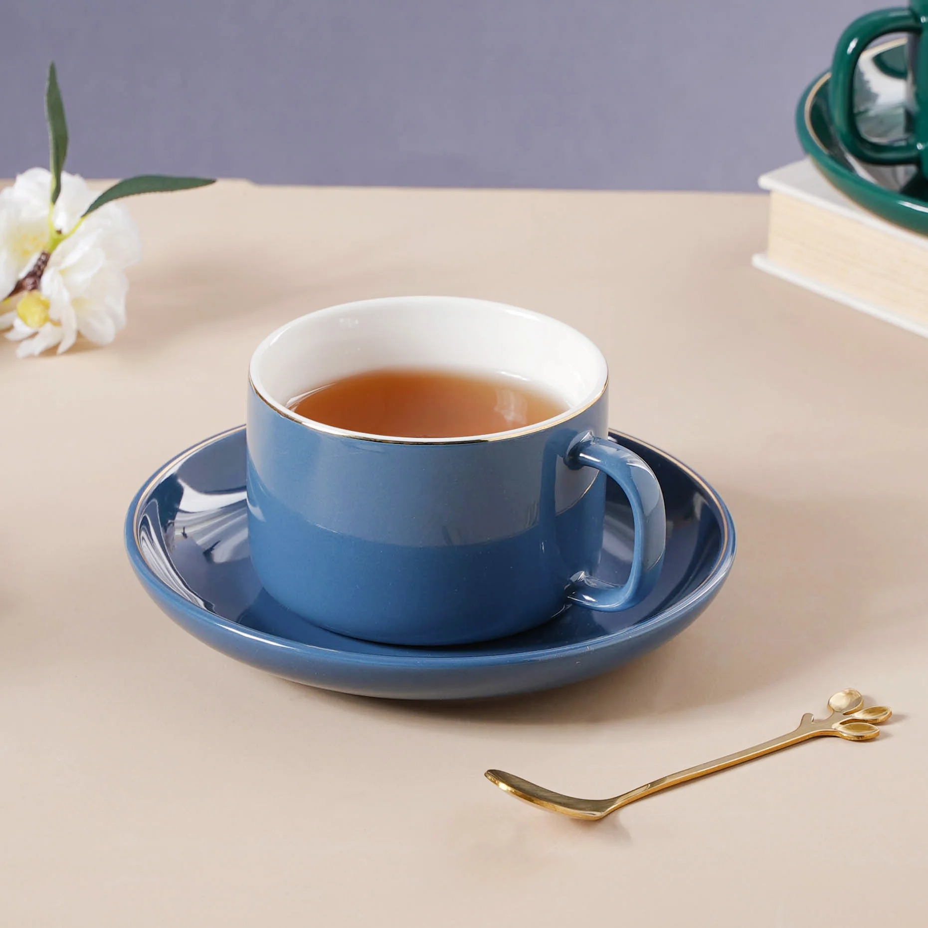 Cup And Saucer With Leaf Spoon - Image 10