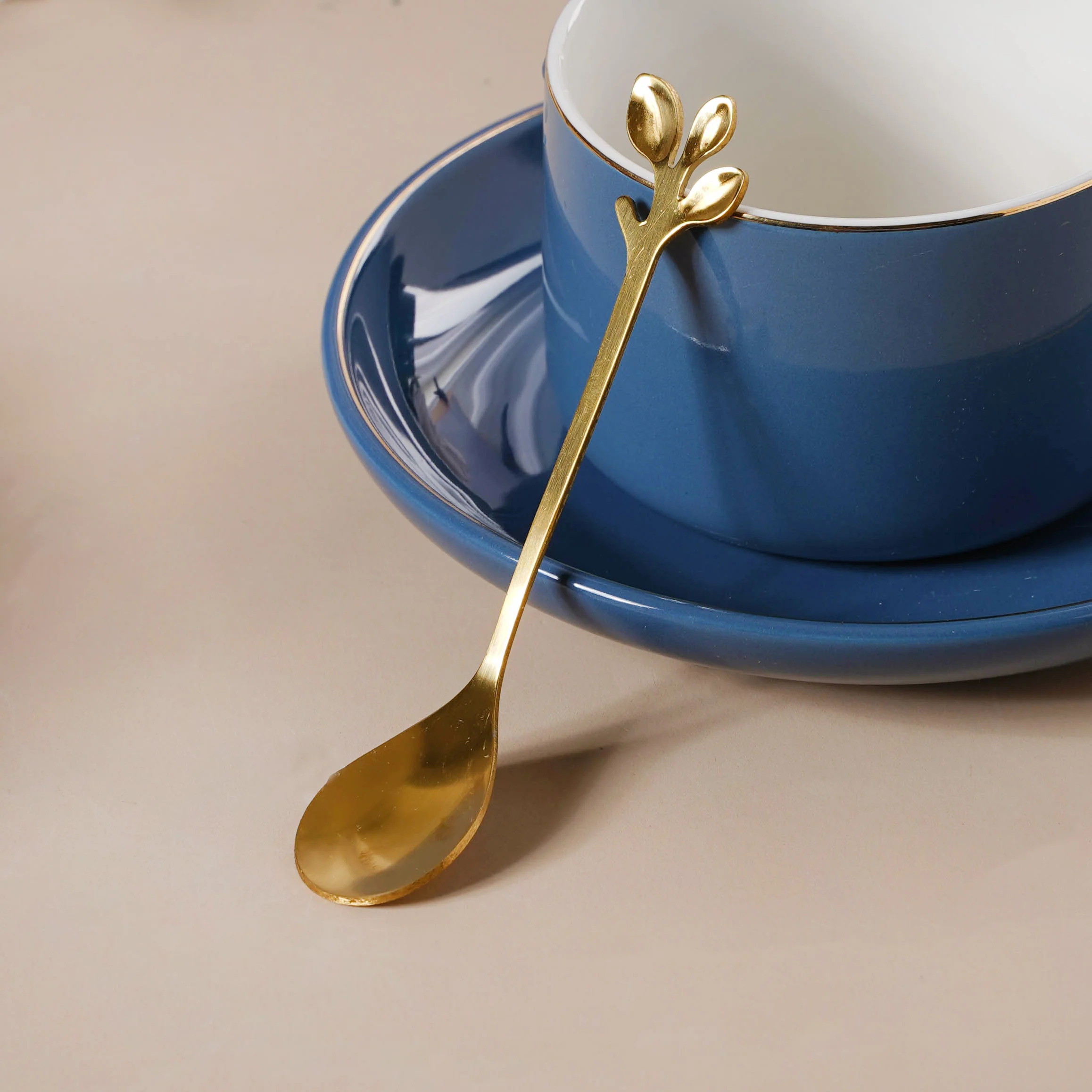 Cup And Saucer With Leaf Spoon - Image 11