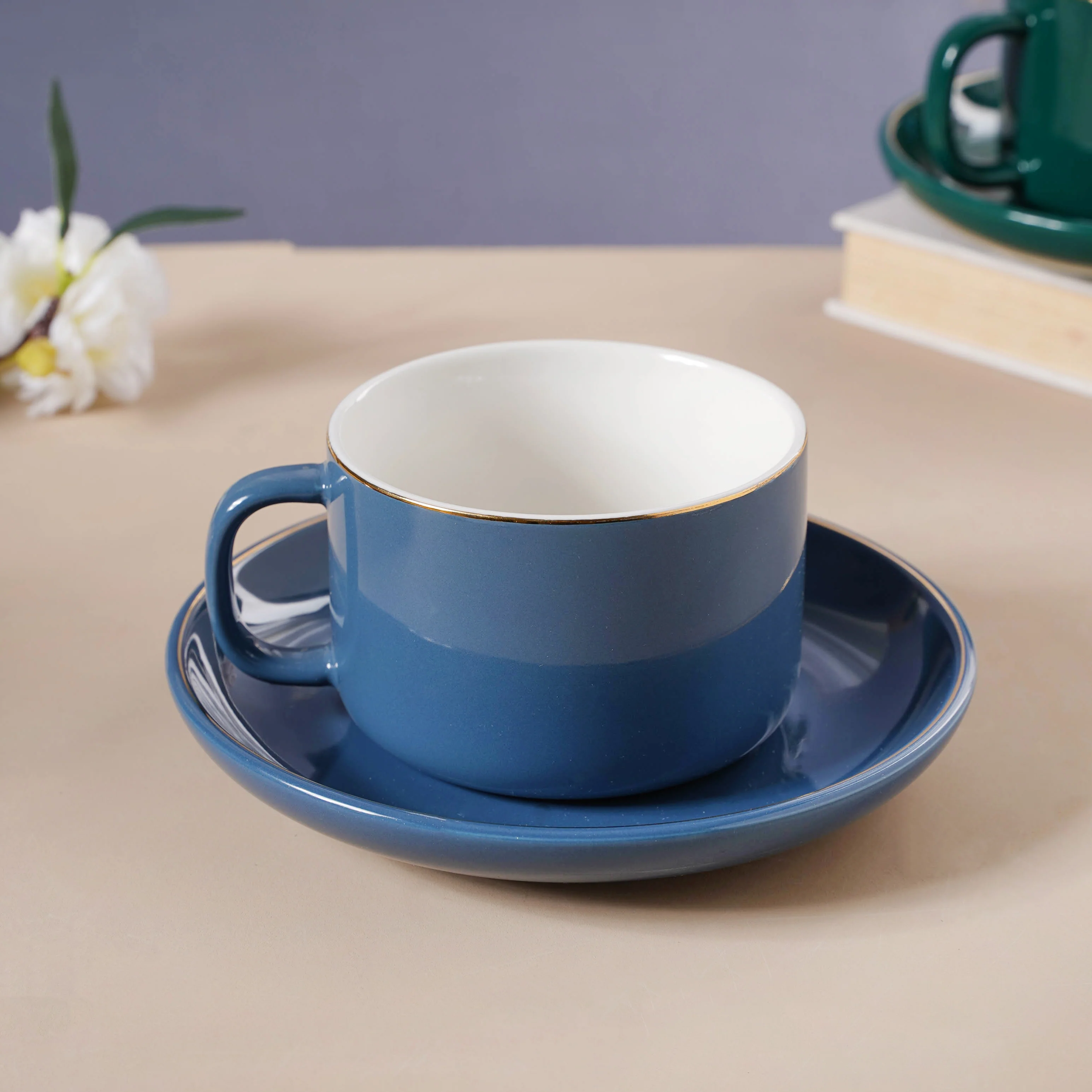 Cup And Saucer With Leaf Spoon - Image 15