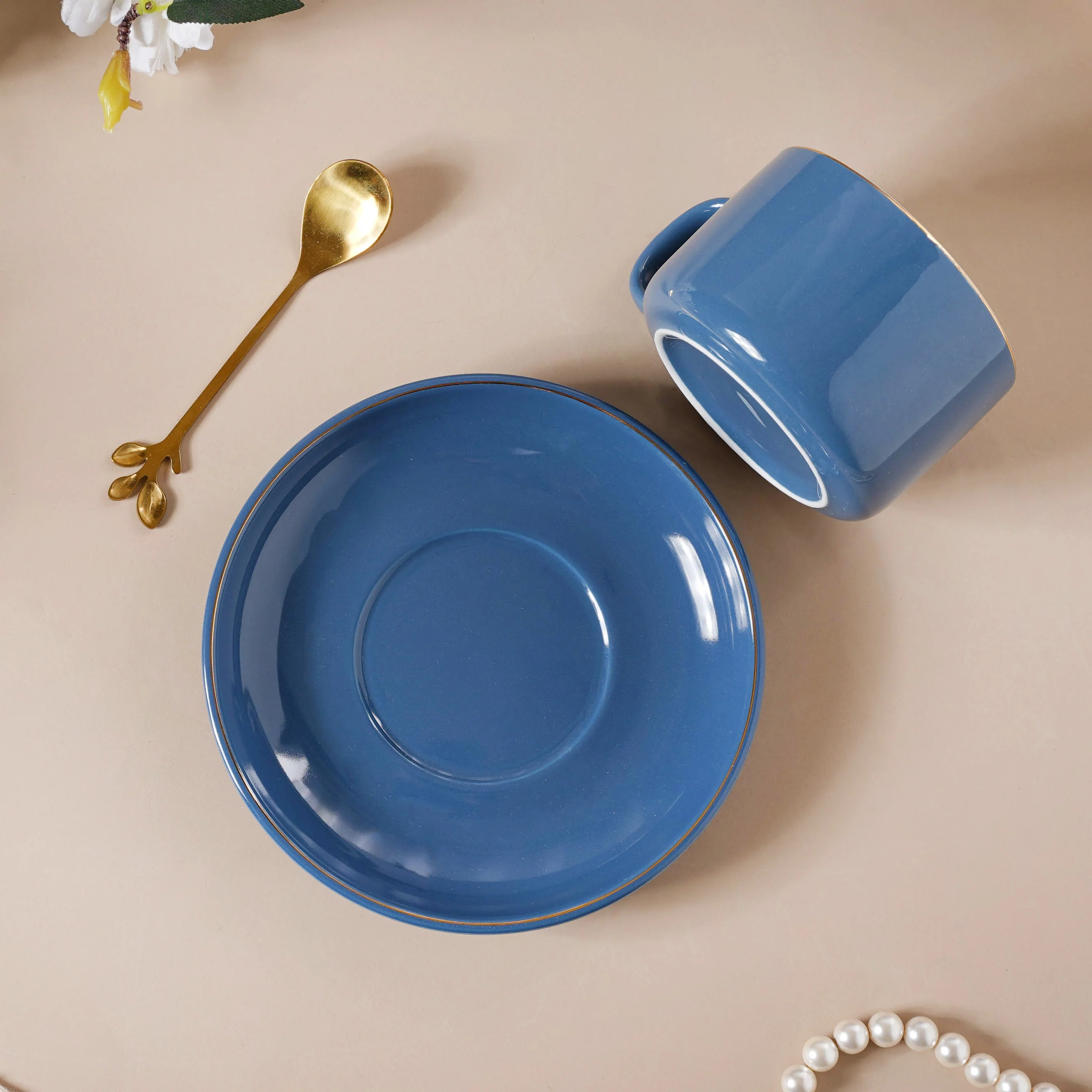 Cup And Saucer With Leaf Spoon - Image 16