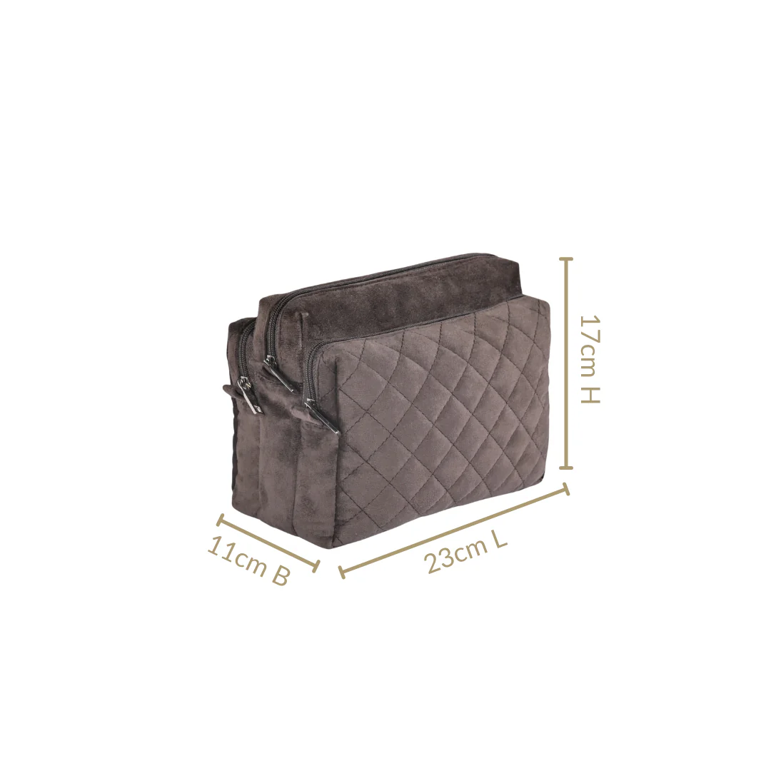 Cushiony Quilted Travel Pouch Brown - Image 4