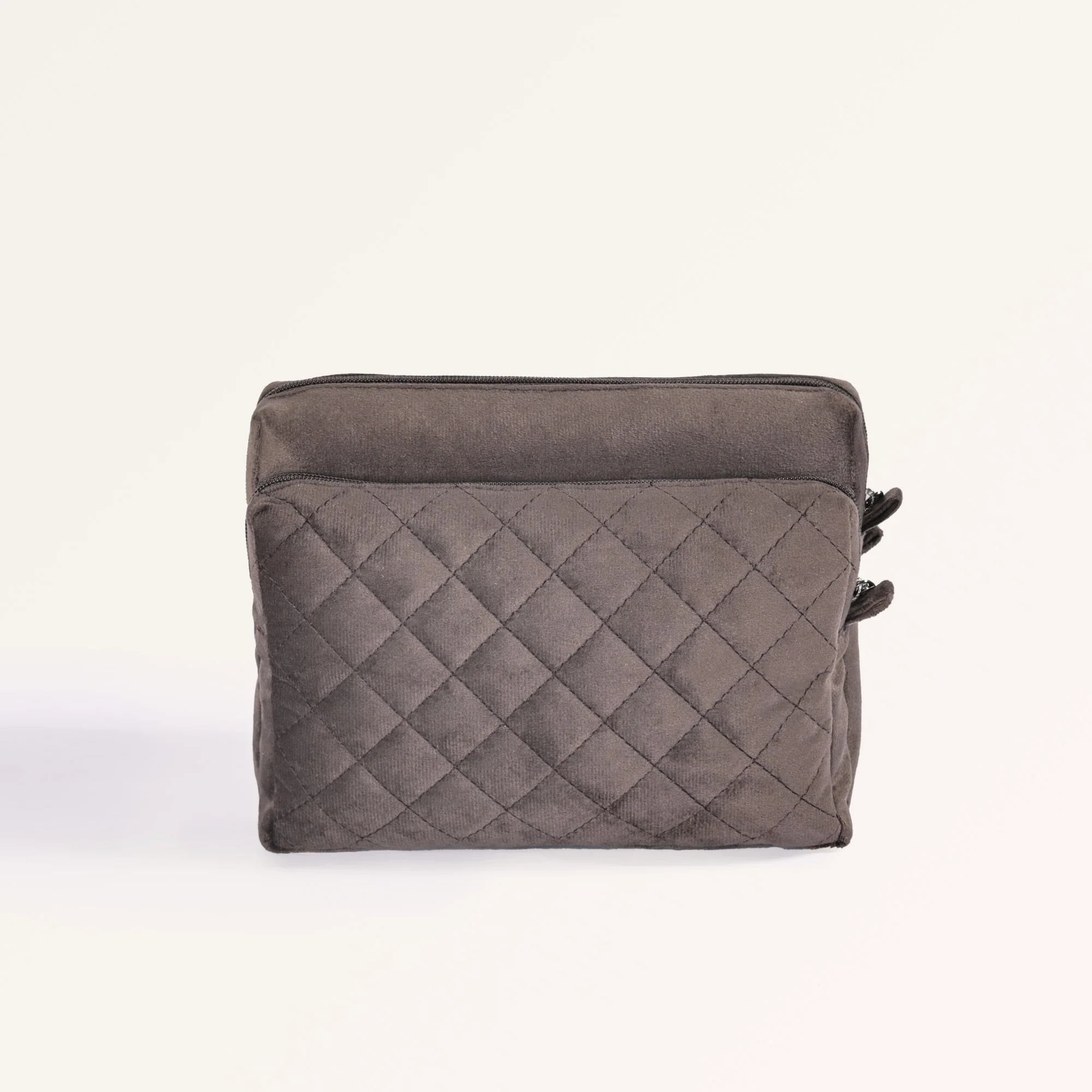 Cushiony Quilted Travel Pouch Brown - Image 8