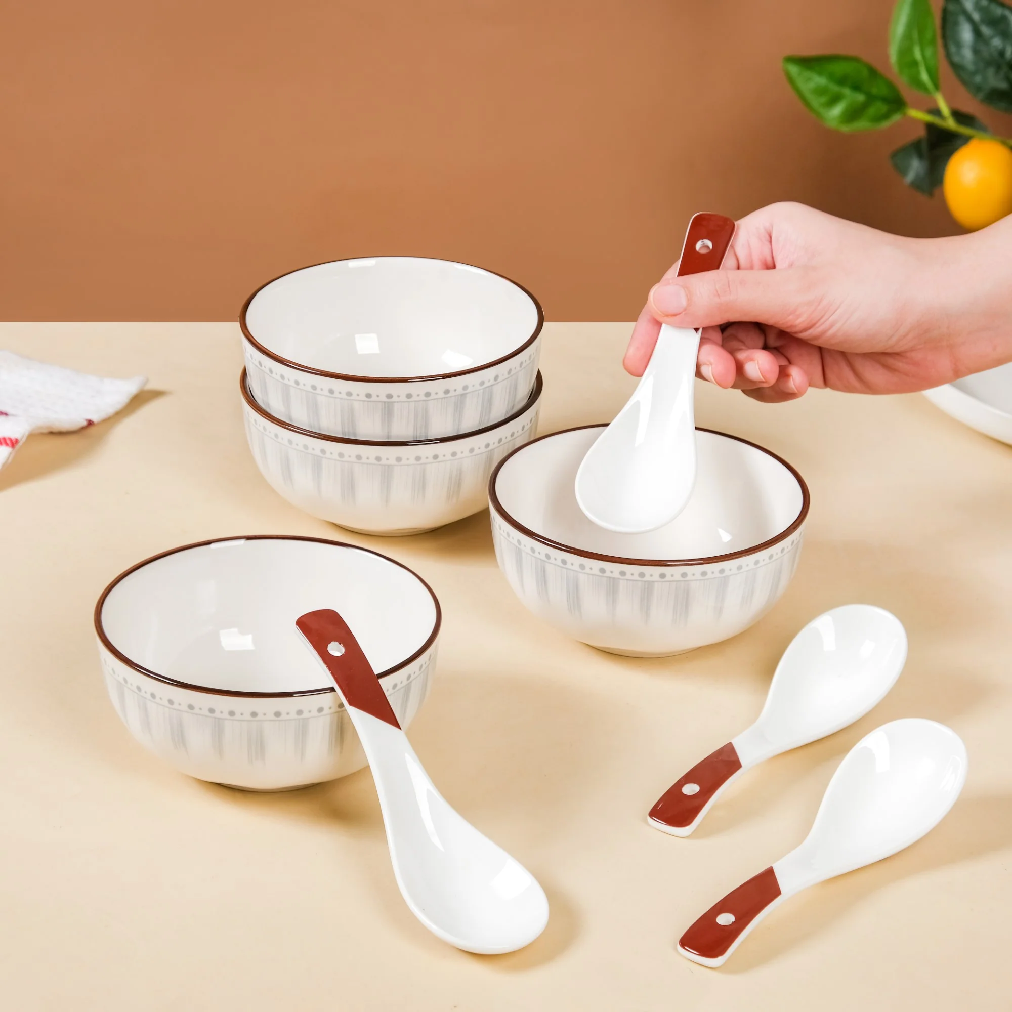 Dainty Dessert Bowl And Soup Spoon Set Of 8 250ml - Image 2