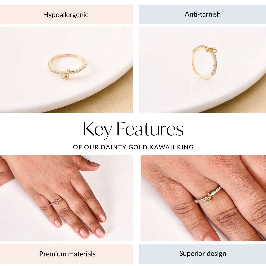 Dainty Gold Kawaii Ring - Image 4