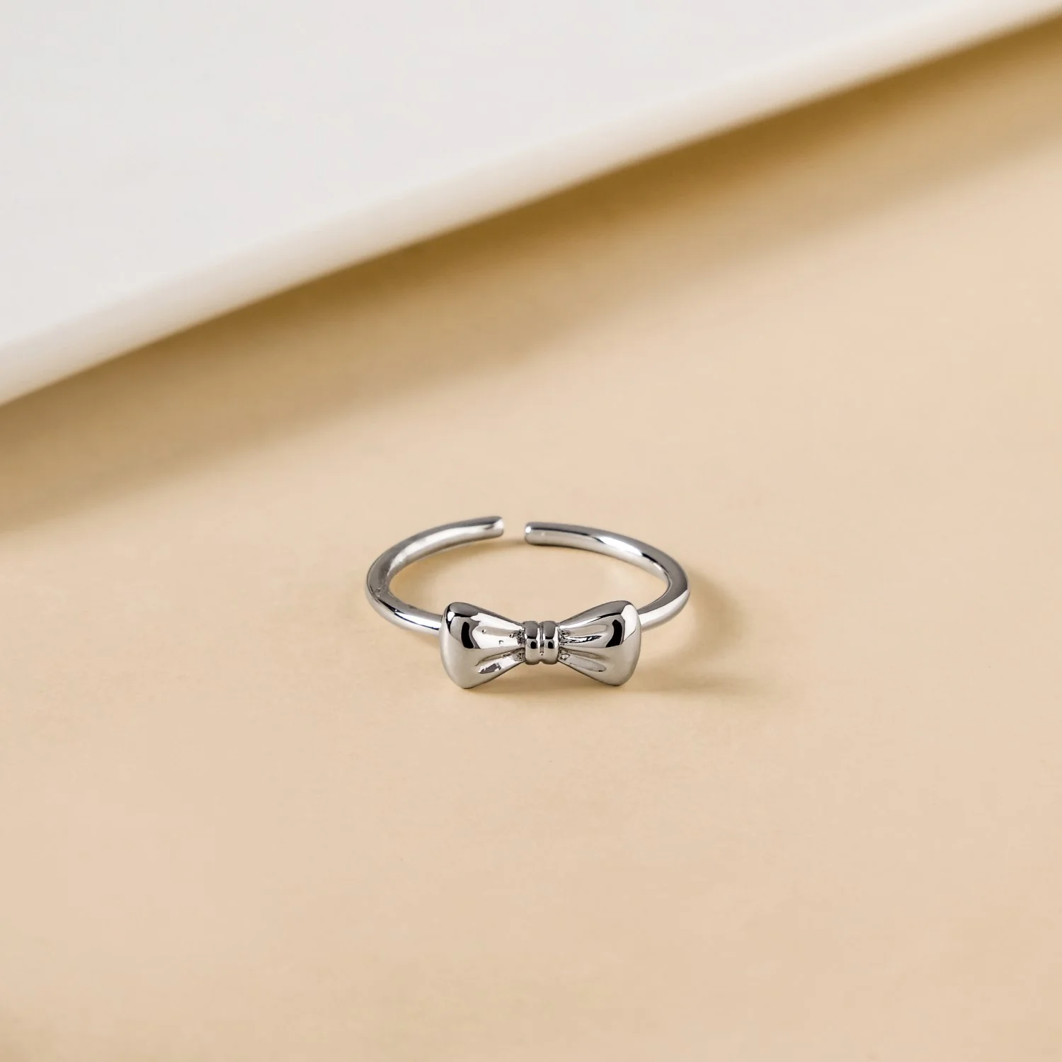 Dainty Silver Bow Statement Ring