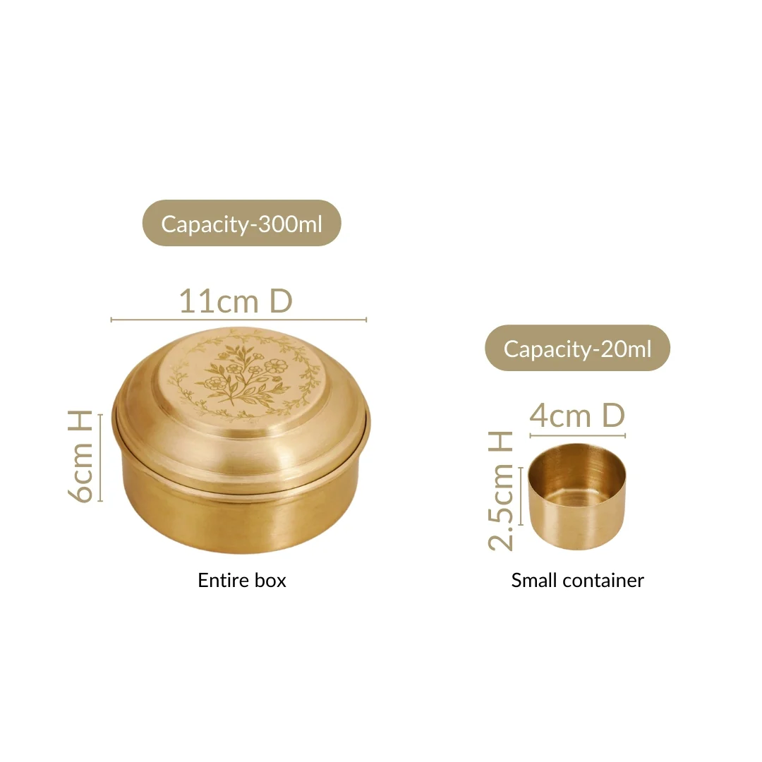 Daisy Brass Mukhwas Storage Box – Vintage Style with Secure Lid - Image 4