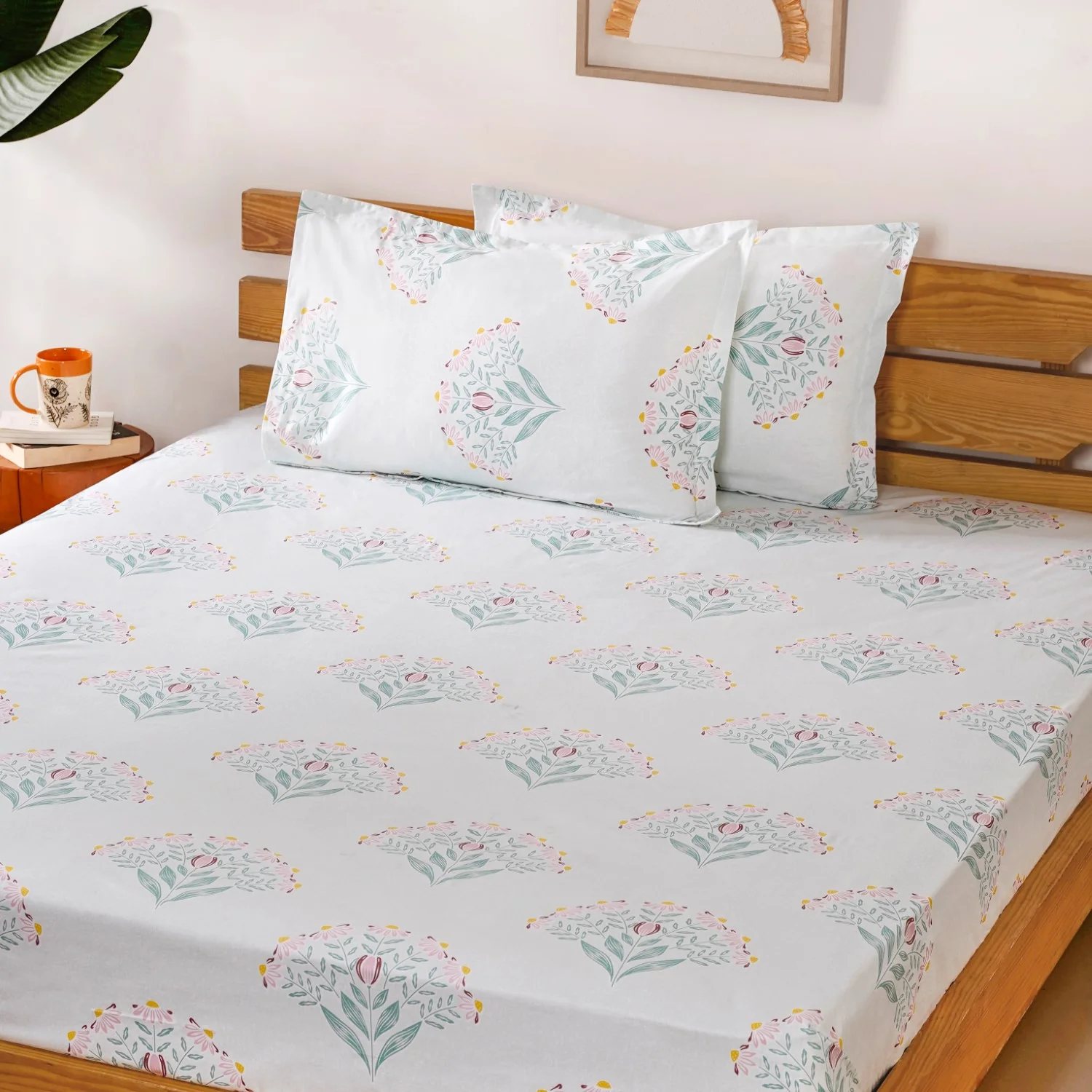 Daisy Florals King Sized Pure Cotton Bedding Set 180 TC Ultra Soft 275x275 cm - Image 7