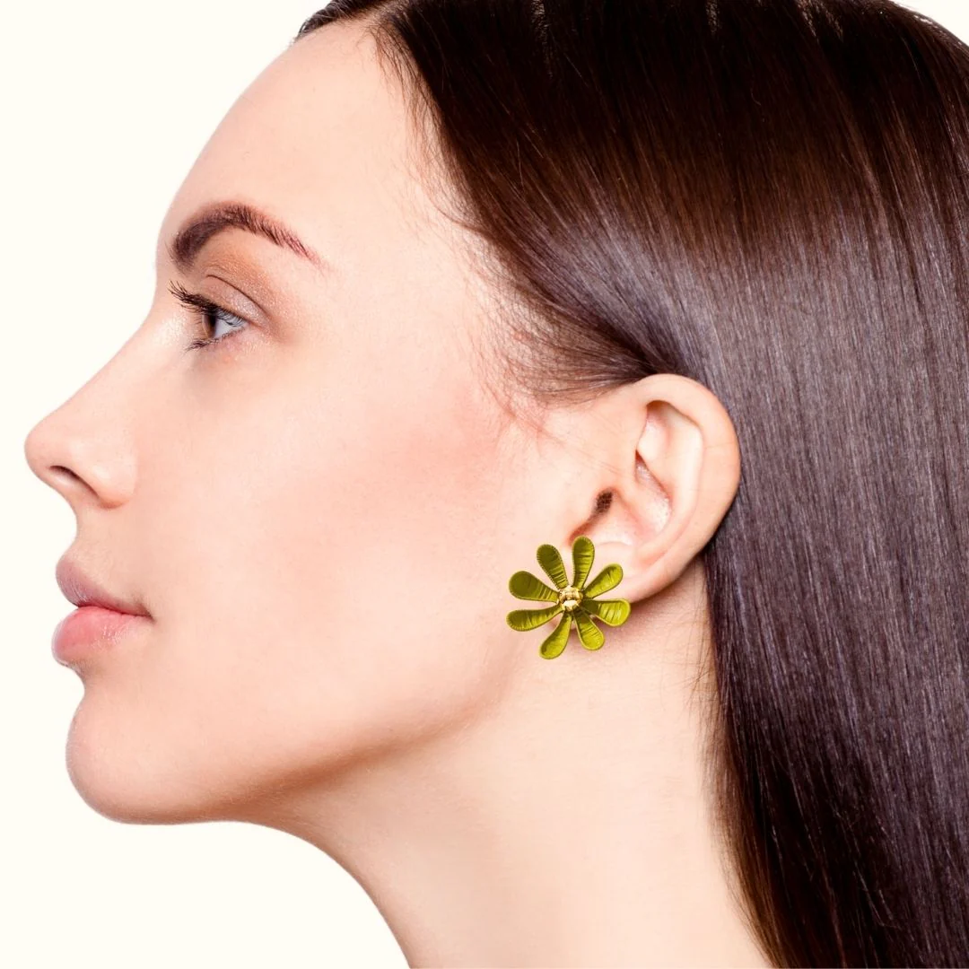Daisy Statement Studs Olive - Image 5