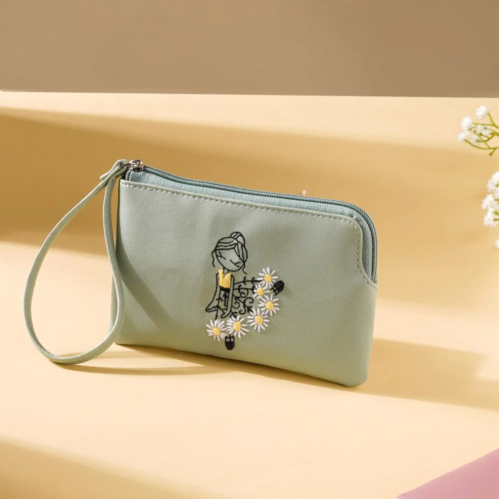 Dancing Ballerina Embroidered Coin Pouch Green - Image 2