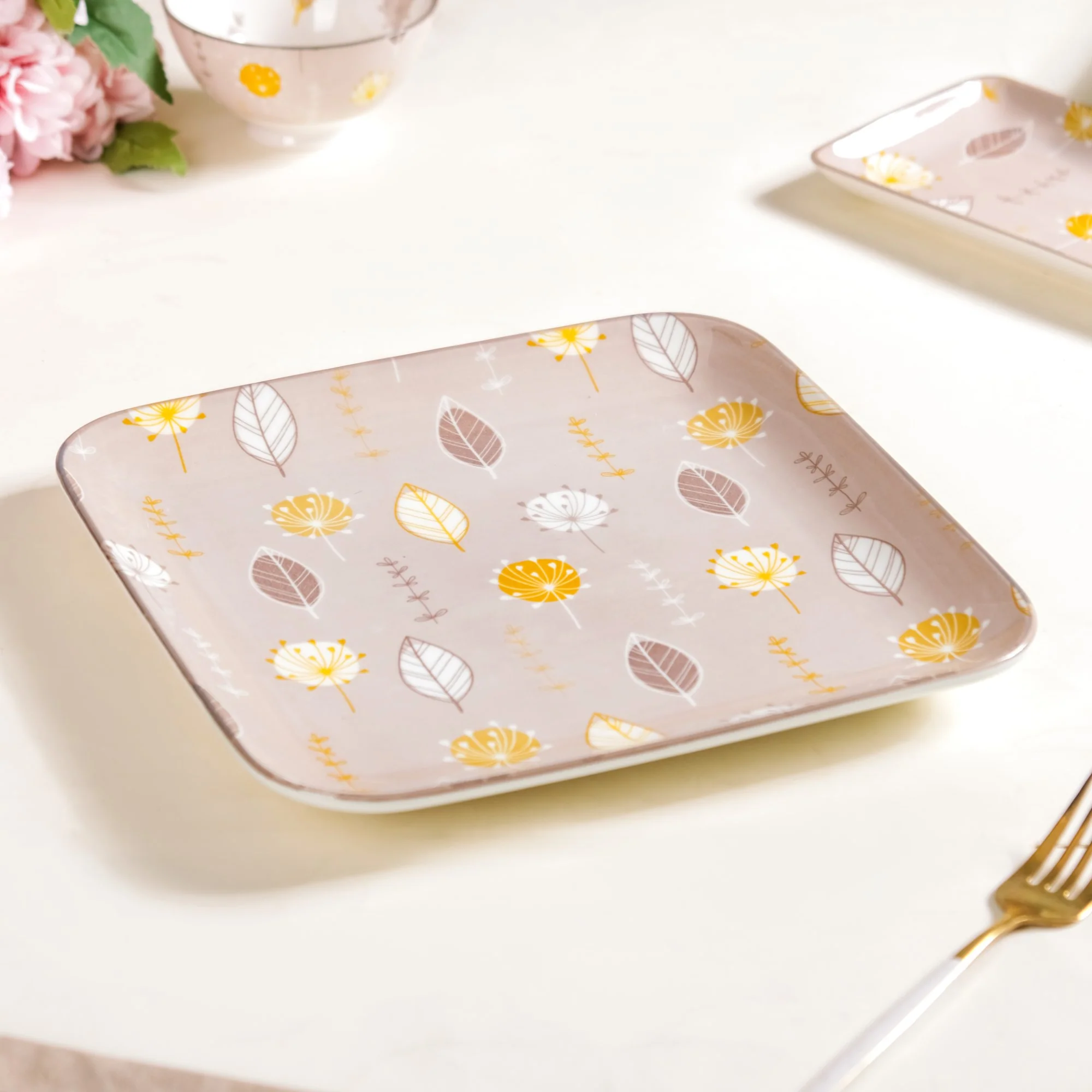 Dandelion Square Dinner Plates Set Of 4 9x9 Inch - Image 7