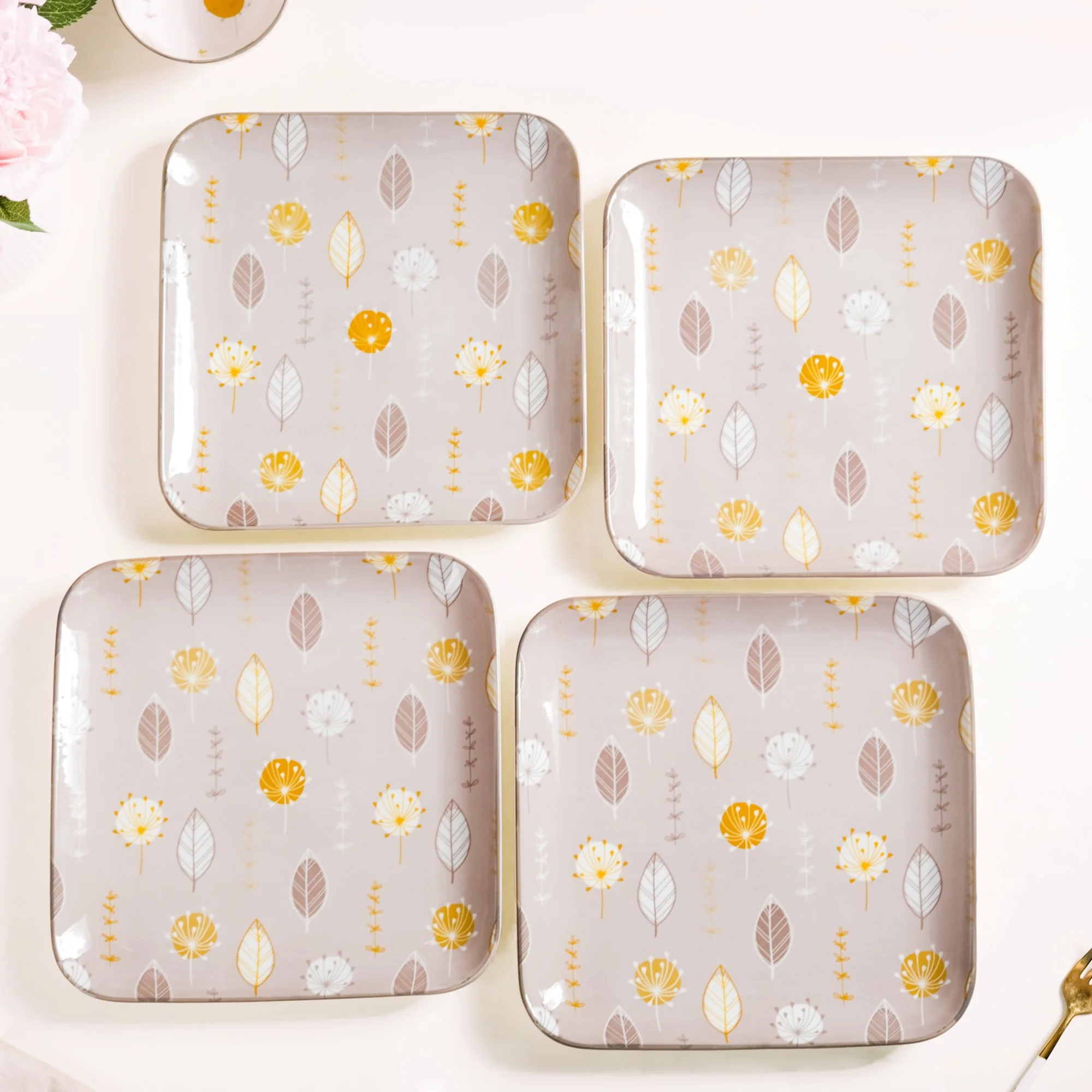 Dandelion Square Dinner Plates Set Of 4 9x9 Inch - Image 9