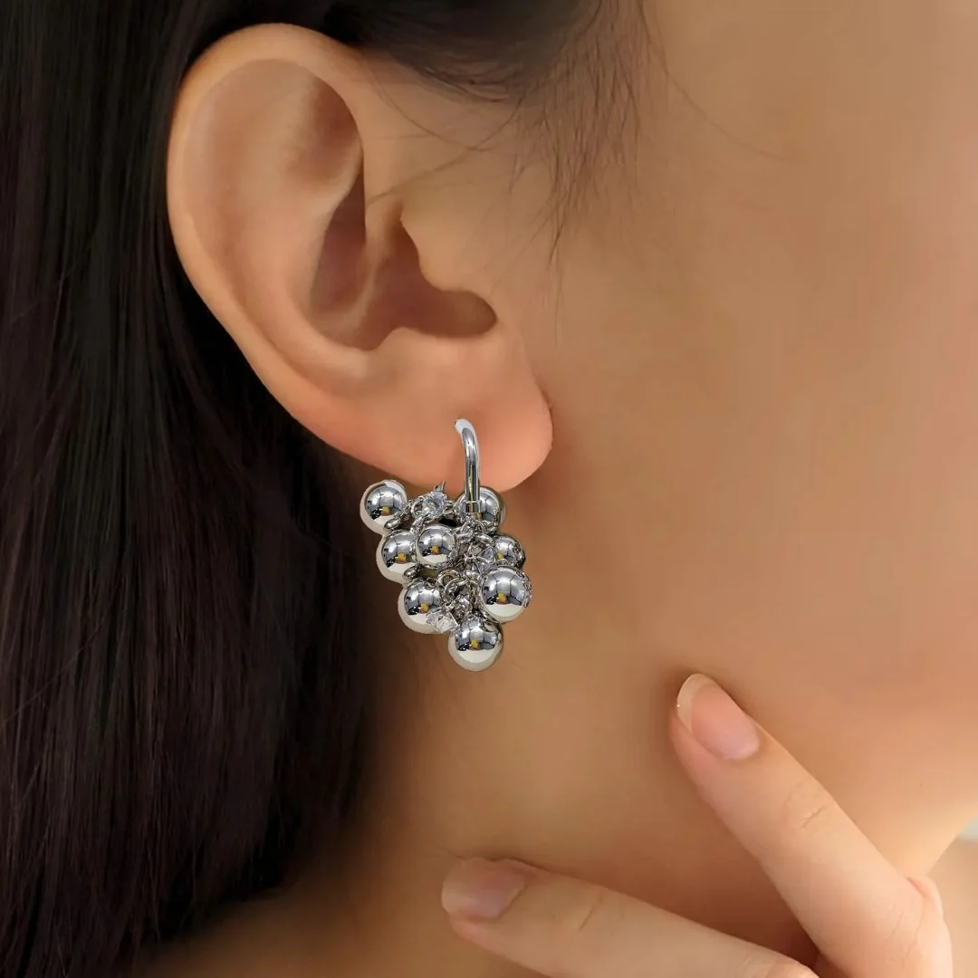 Dangling Beads Metallic Earrings - Image 2