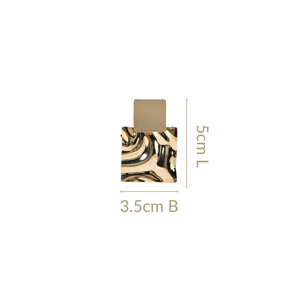 Dangling Hammered Gold Statement Earrings - Image 3