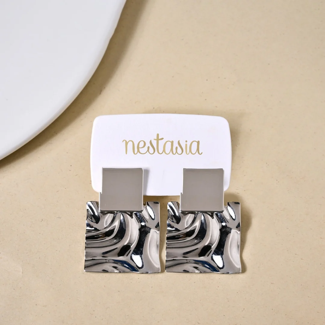 Dangling Hammered Silver Statement Earrings