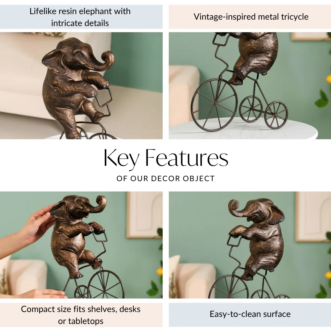 Decorative Cycling Elephant Figure - Image 5