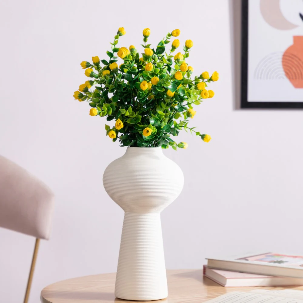 Decorative Flower Bud Stem Yellow Set Of 2