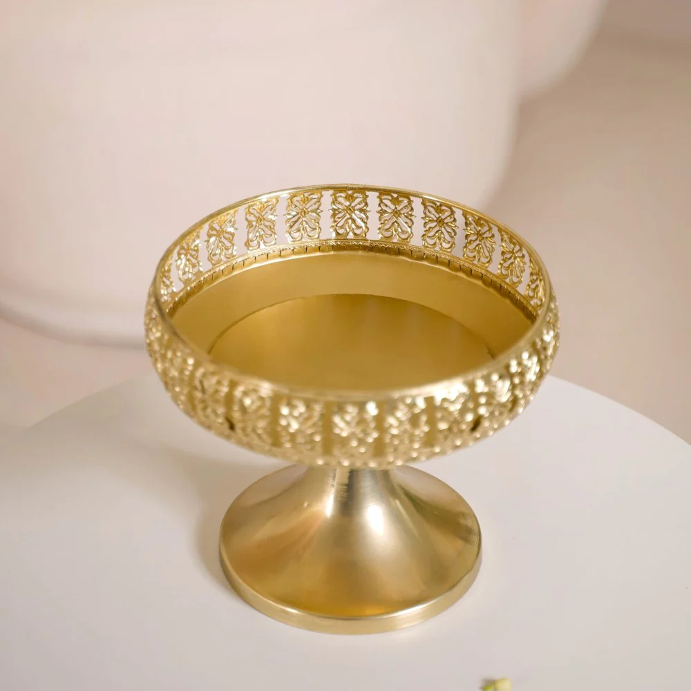 Decorative Fruit Bowl With Stand Gold Large - Image 11