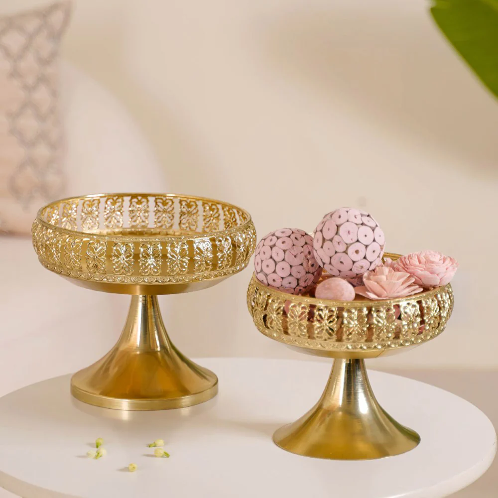 Decorative Fruit Bowl With Stand Gold Large - Image 13