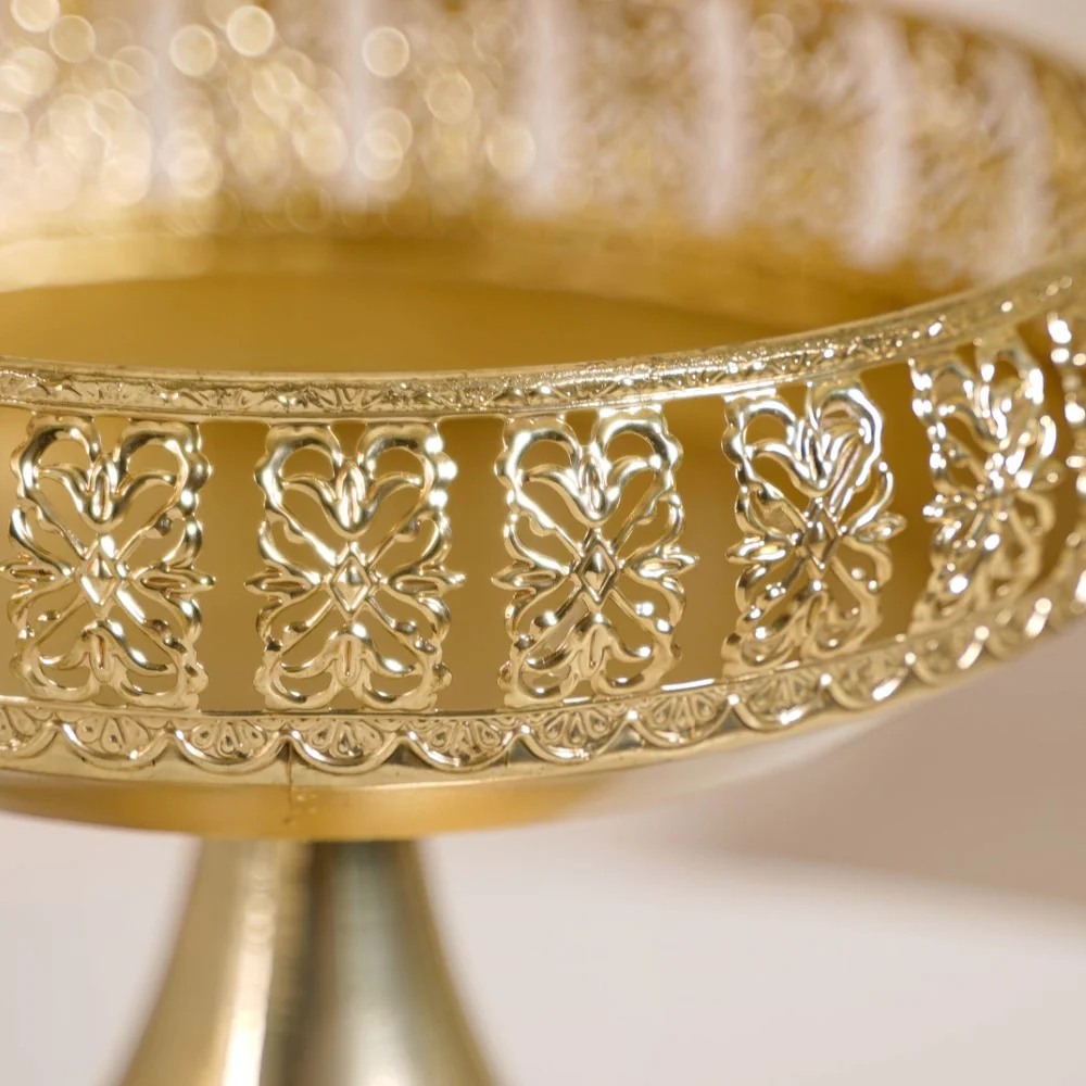 Decorative Fruit Bowl With Stand Gold Large - Image 5