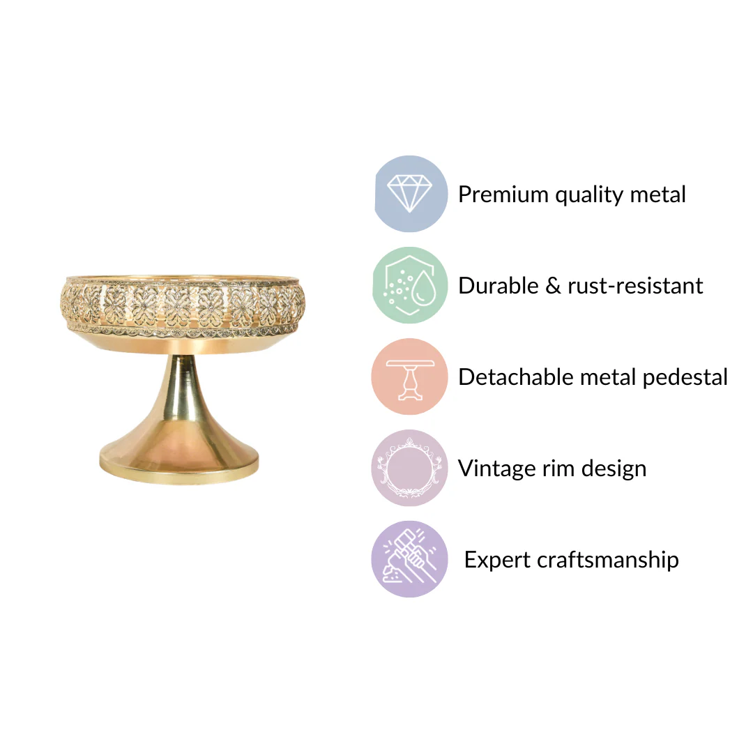 Decorative Fruit Bowl With Stand Gold Large - Image 6