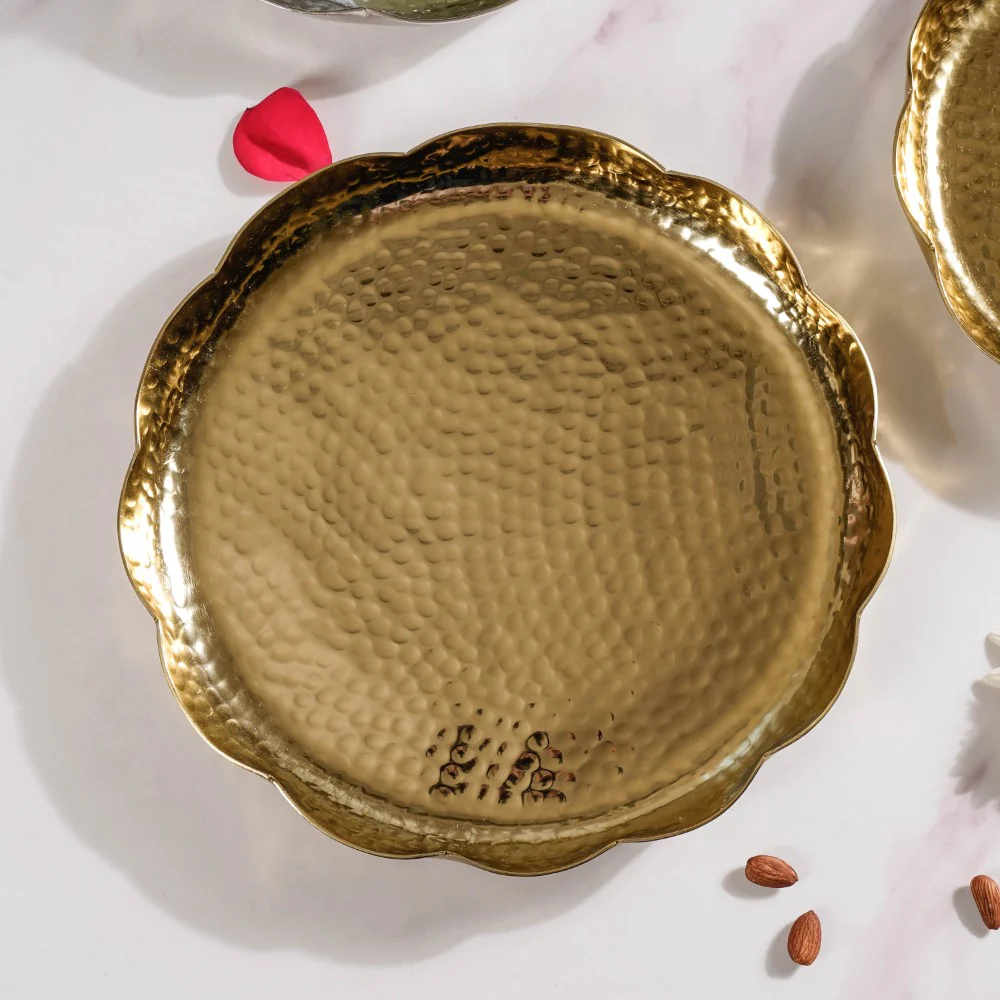 Decorative Gold Urli Tray Set Of 2 - Image 9