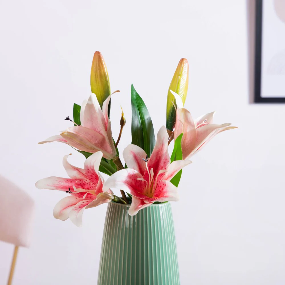 Decorative Lily Branch Pink Set Of 2