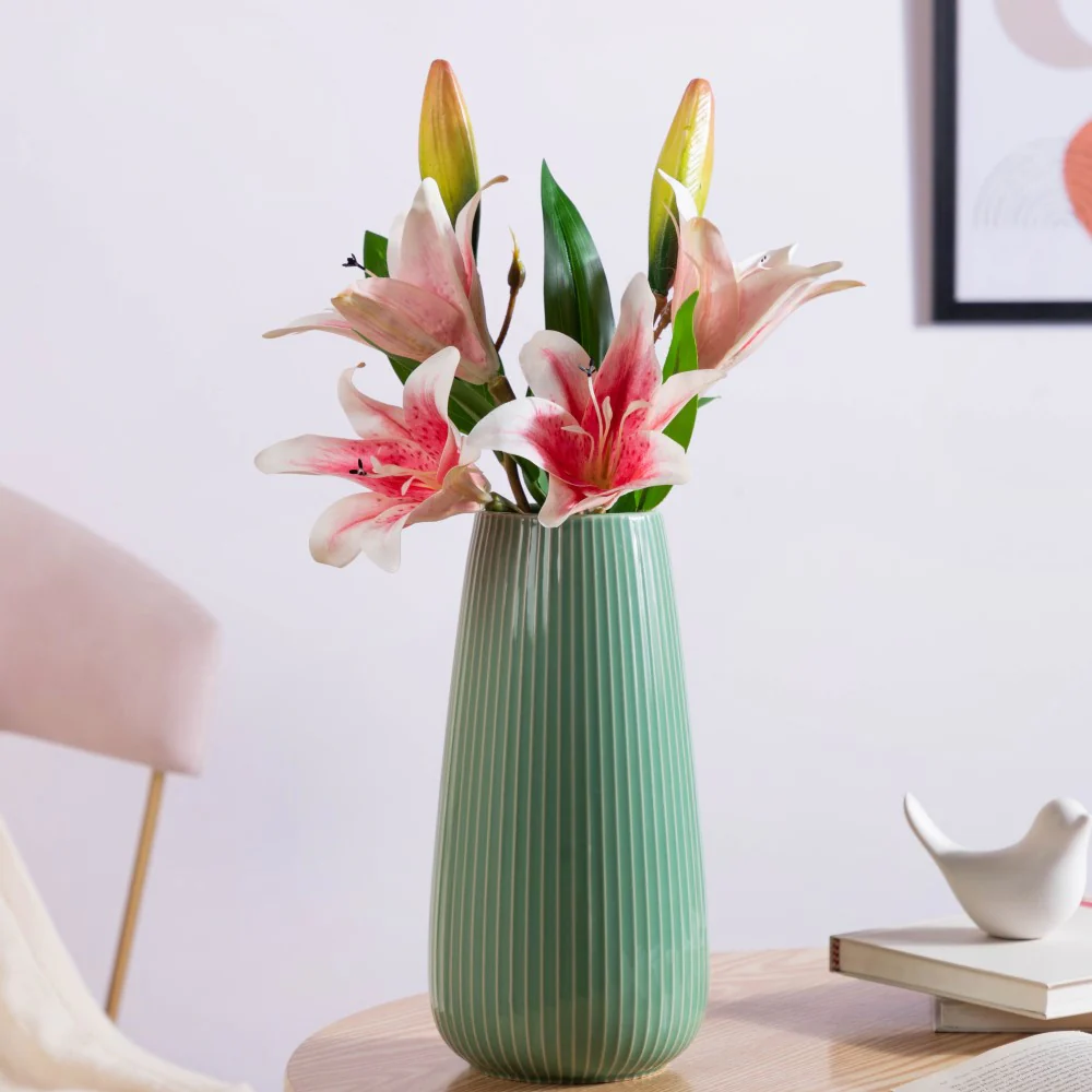 Decorative Lily Branch Pink Set Of 2 - Image 3