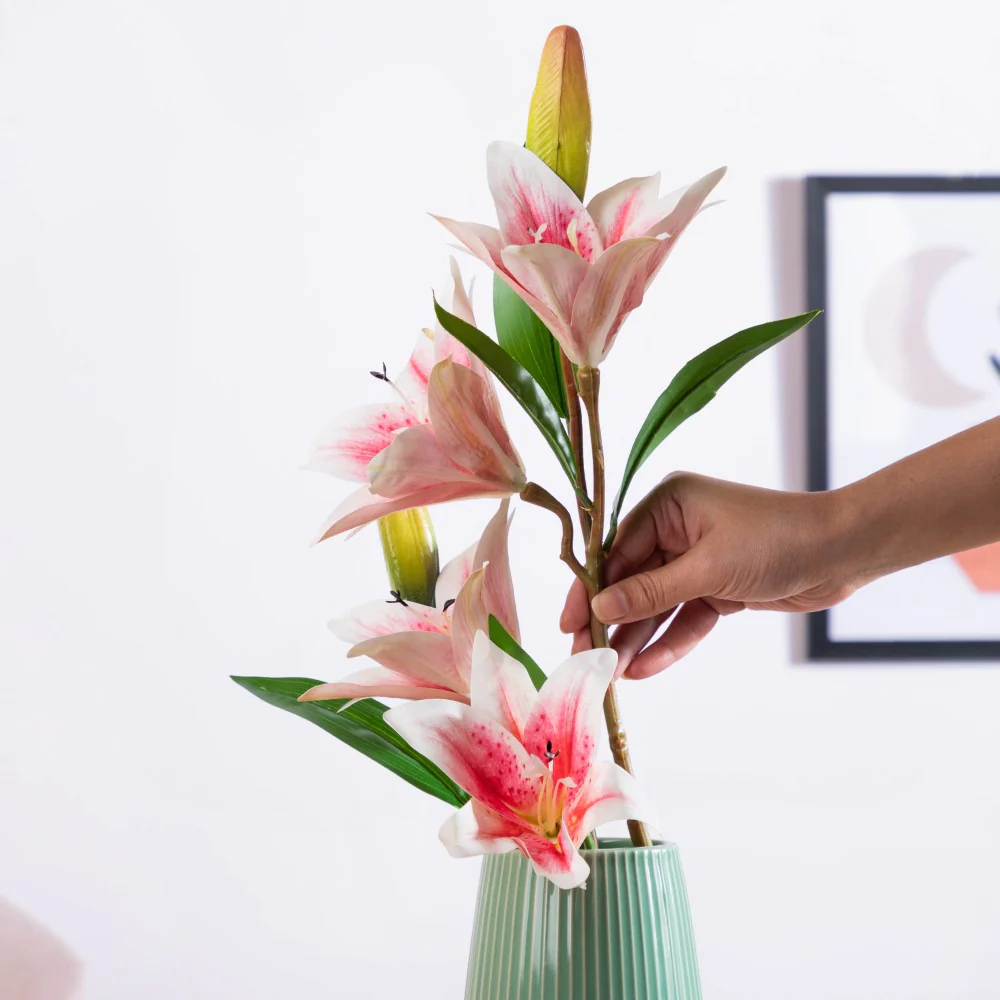 Decorative Lily Branch Pink Set Of 2 - Image 4