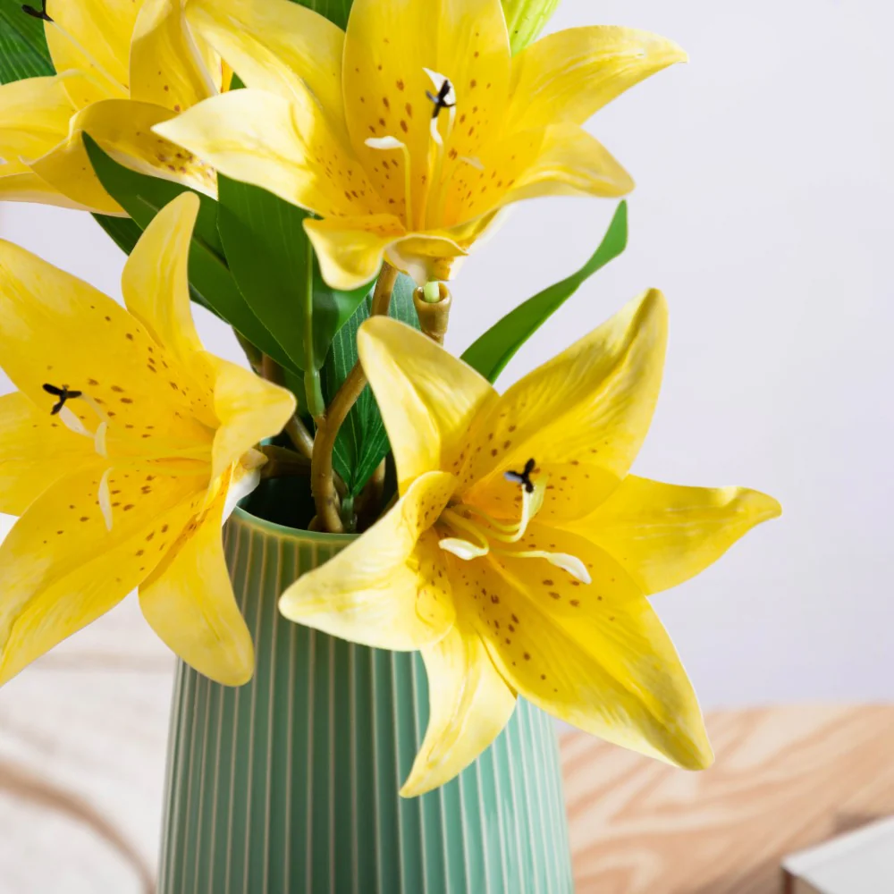 Decorative Lily Branch Yellow Set Of 2 - Image 4