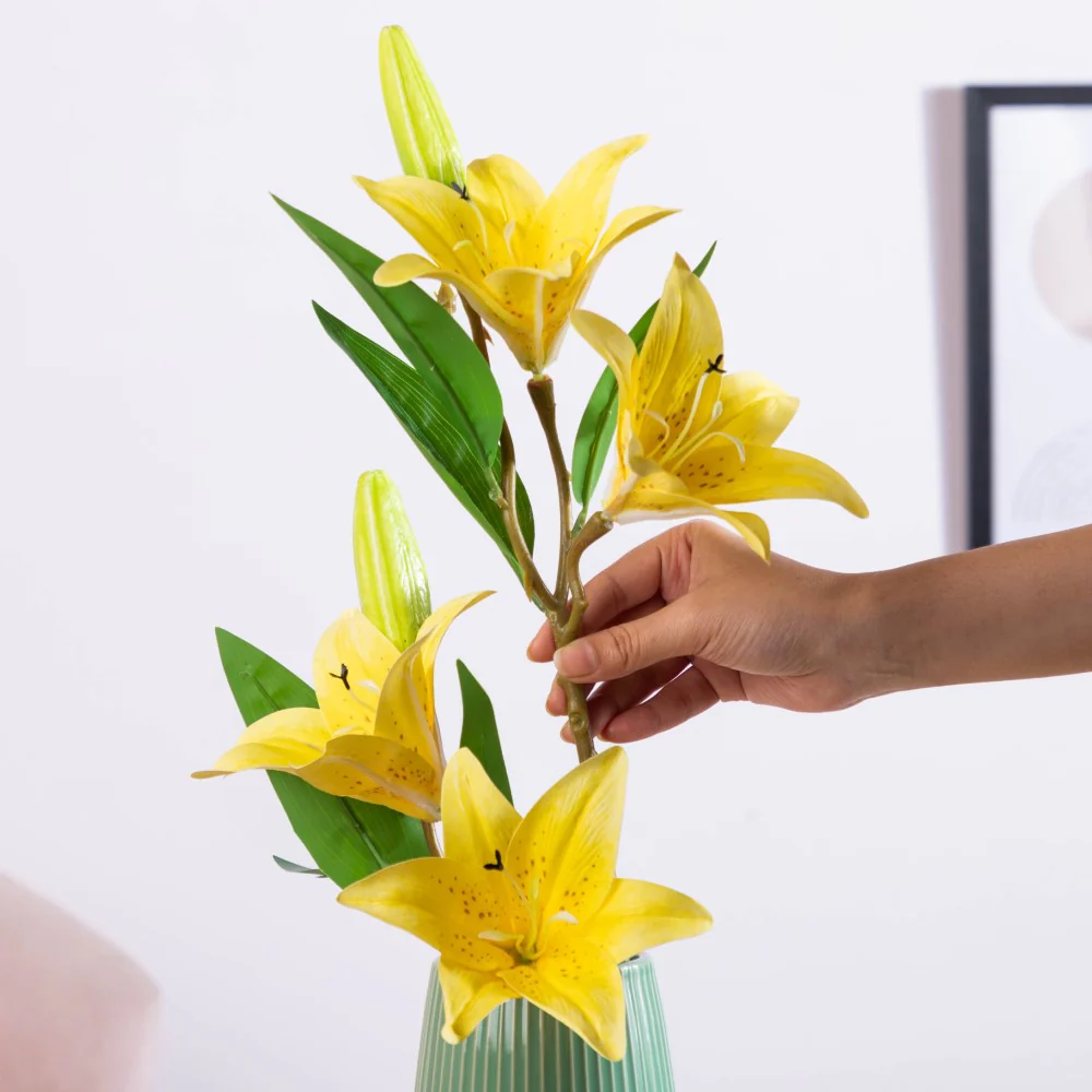 Decorative Lily Branch Yellow Set Of 2 - Image 5