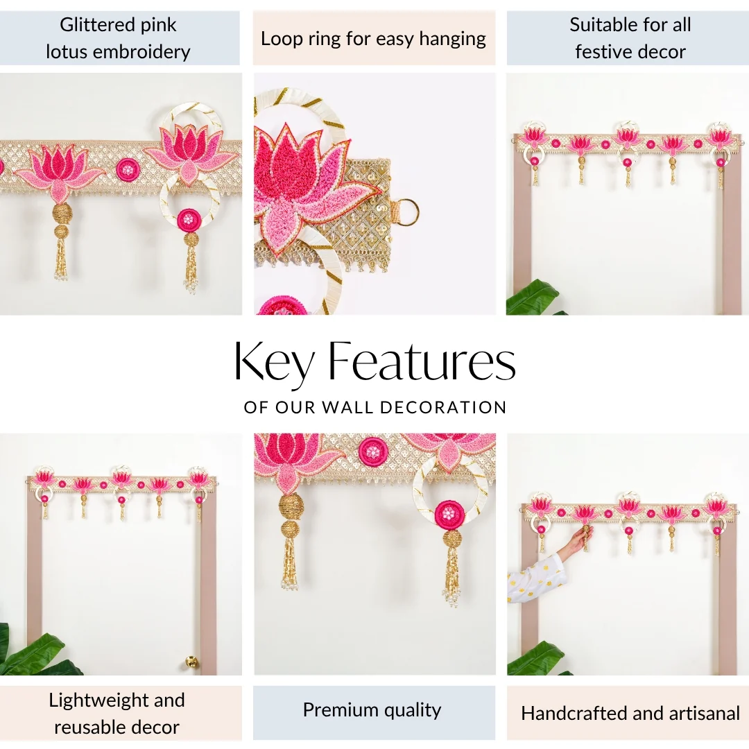 Decorative Lotus Wall Hanging Toran For Diwali - Image 5
