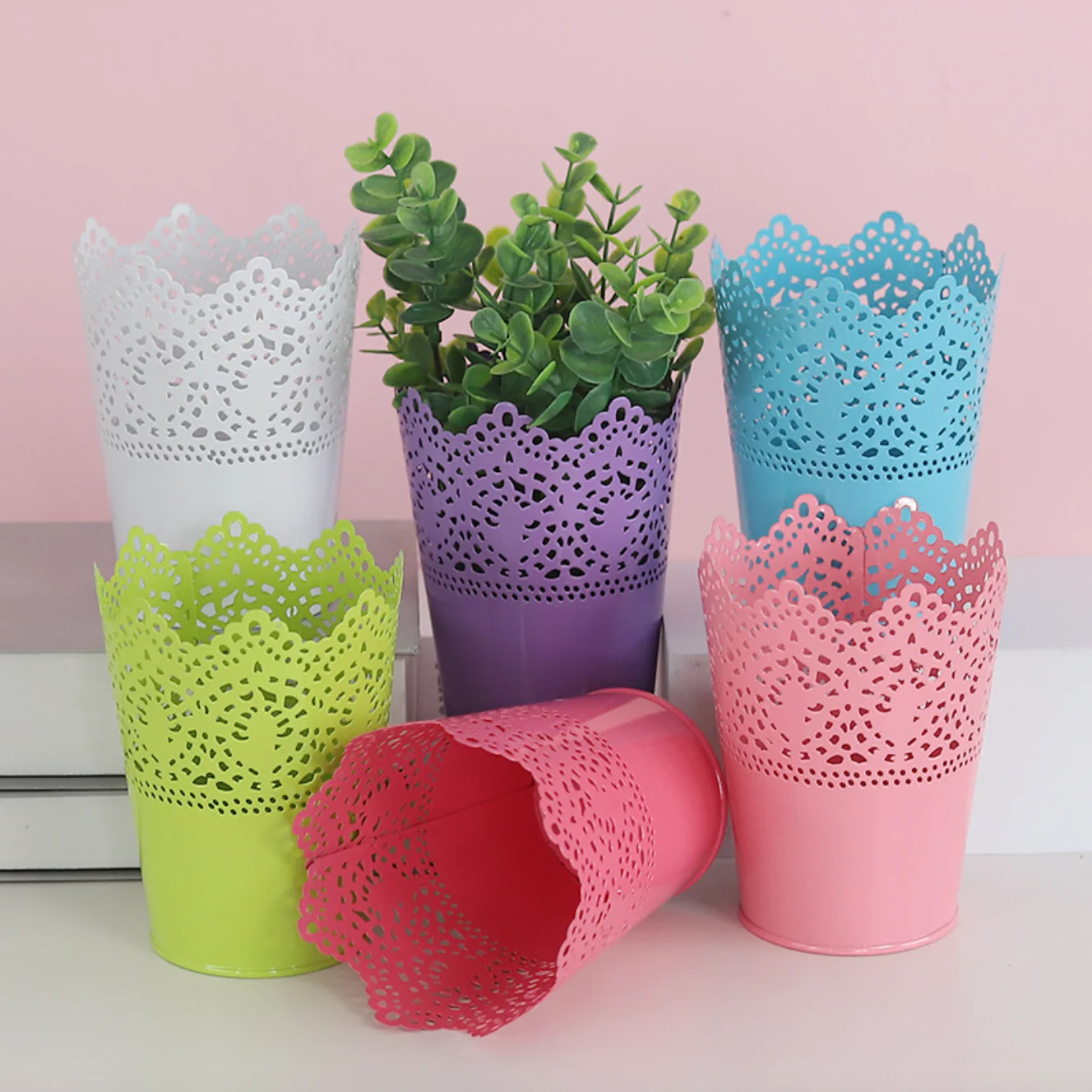 Decorative Metal Lace Design Planter Basket - Image 12