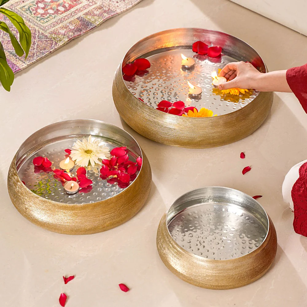 Decorative Metal Urli Bowl Set Of 3 - Image 2