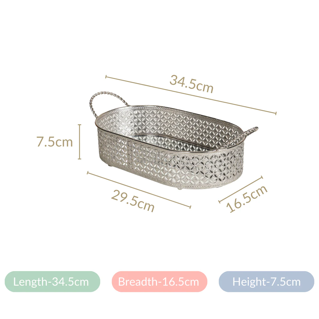 Decorative Oval Tray Silver Small - Image 16