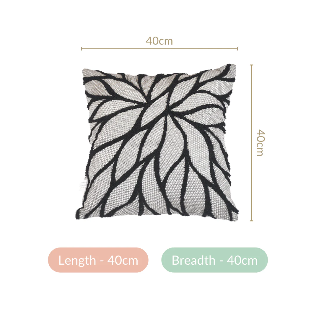 Decorative Pattern Cushion Cover Black Silver 15x15 Inch - Image 6