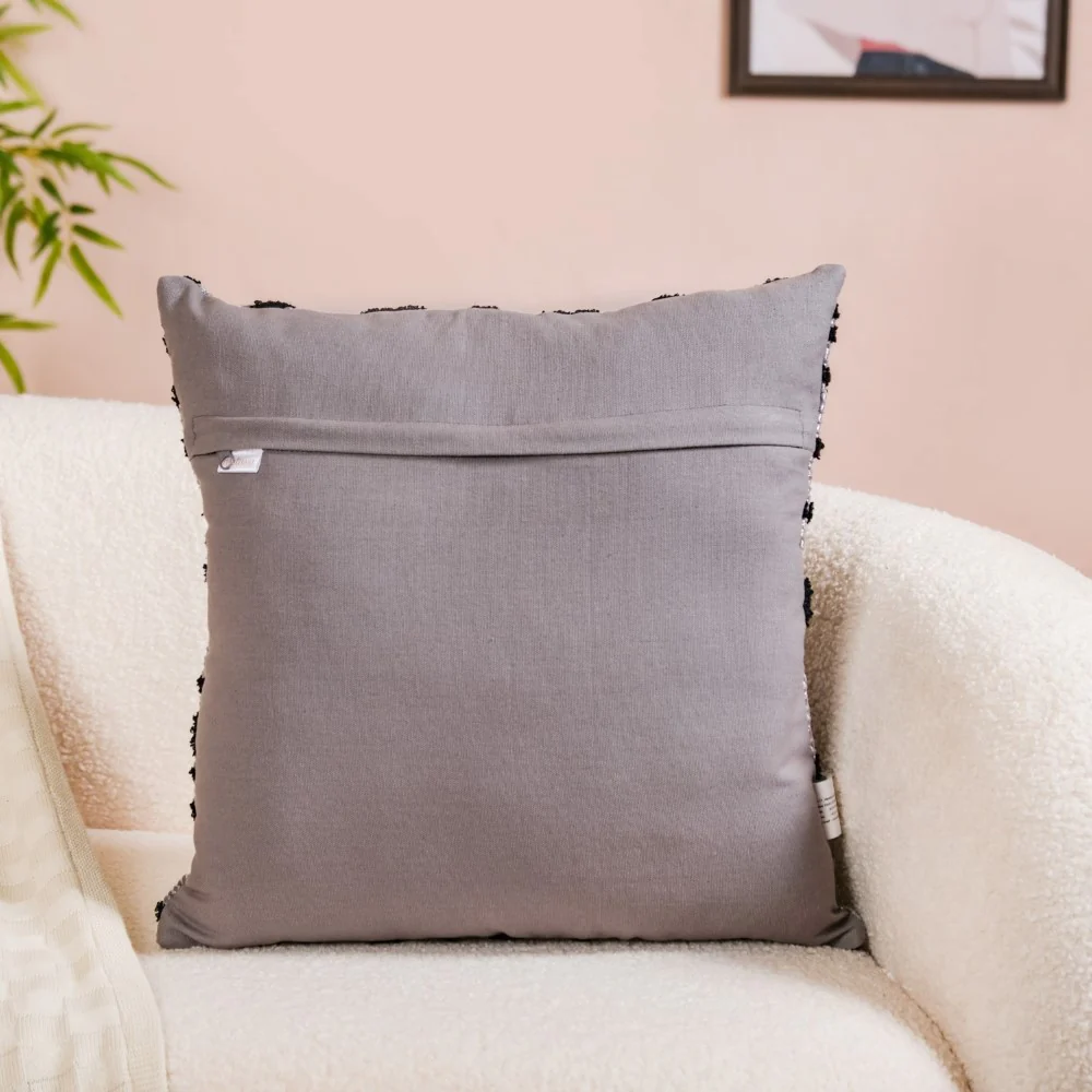 Decorative Pattern Cushion Cover Black Silver 15x15 Inch - Image 7