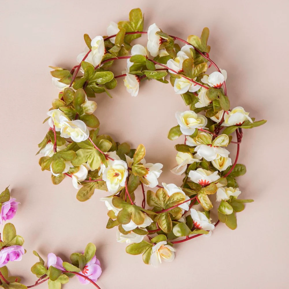 Decorative Roses And Leaves Vine White - Image 2