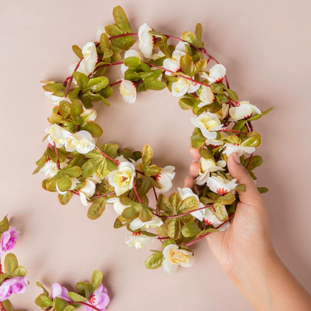 Decorative Roses And Leaves Vine White - Image 3
