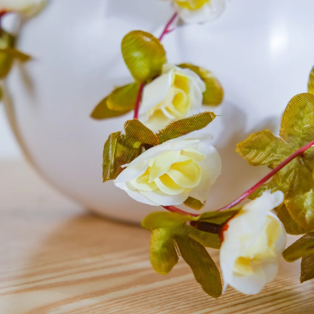 Decorative Roses And Leaves Vine White - Image 4
