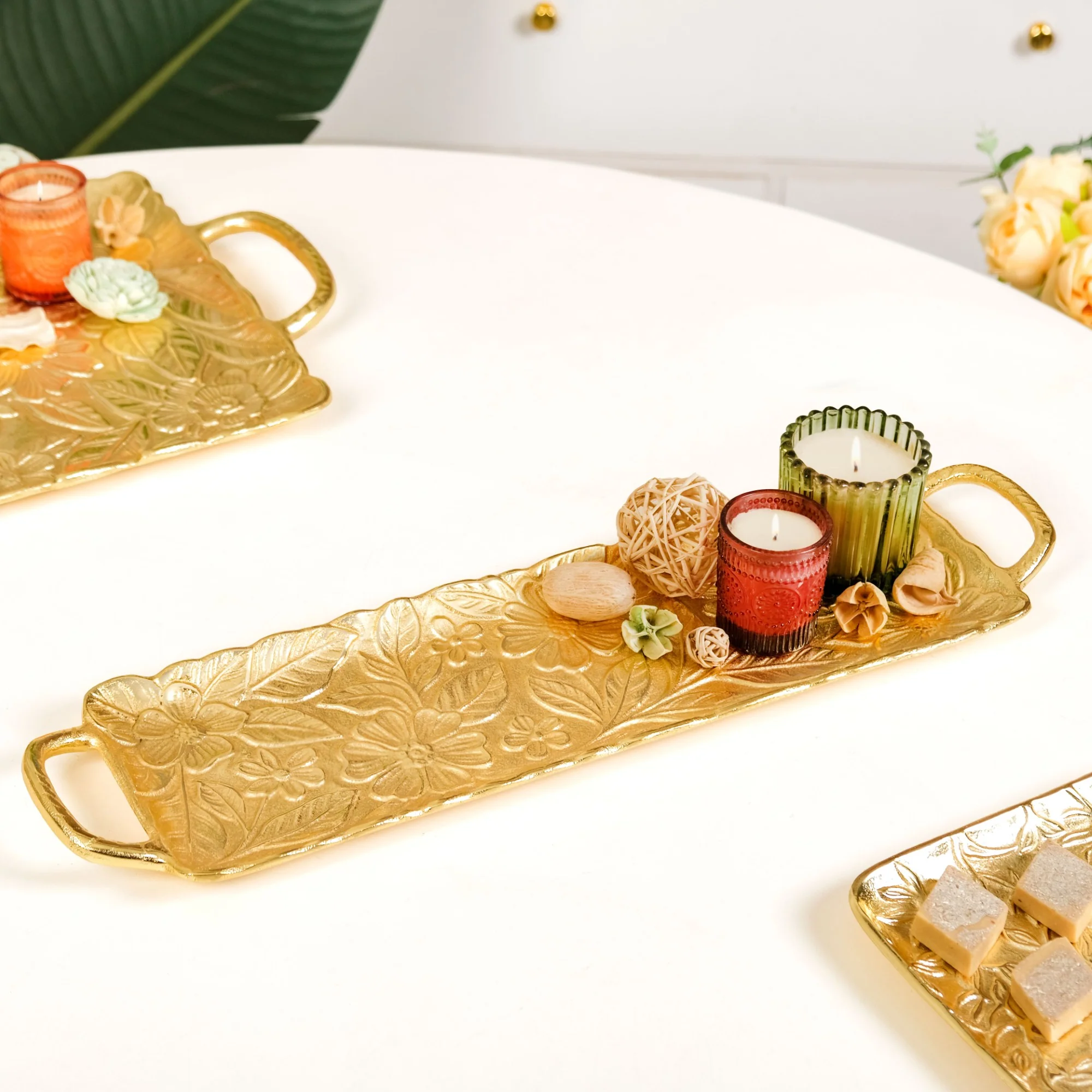 Decorative Royalcore Long Gold Tray - Image 2