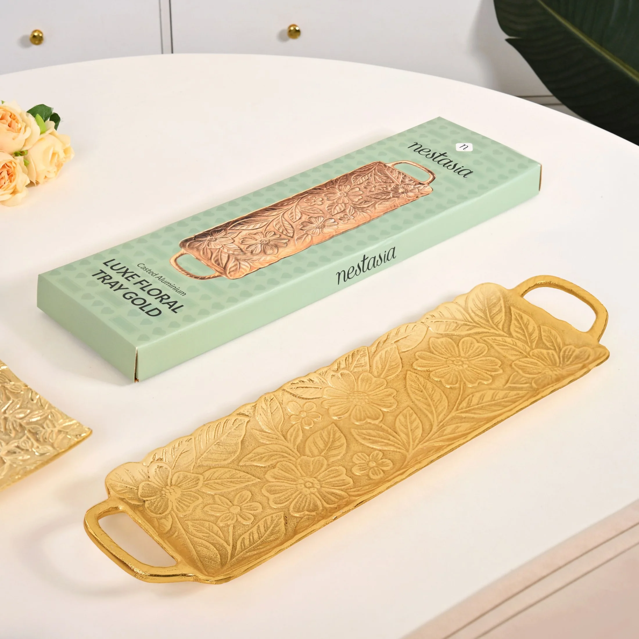 Decorative Royalcore Long Gold Tray - Image 4
