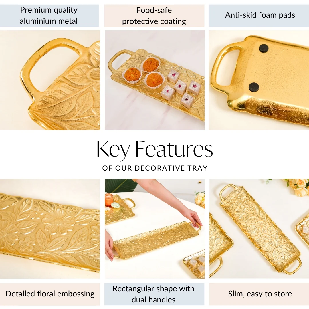 Decorative Royalcore Long Gold Tray - Image 6