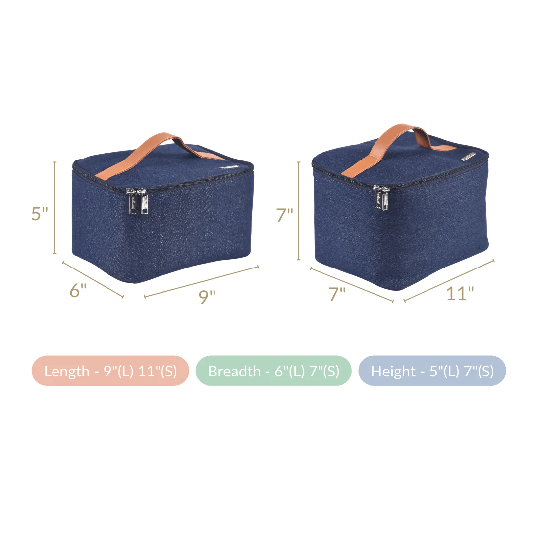 Denim Insulated Food Storage Picnic Bags Set Of 2 - Image 5