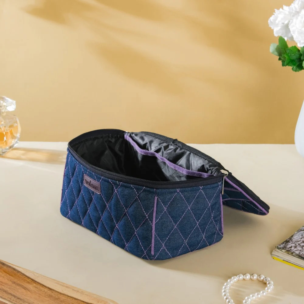 Denim Makeup Bag Set Of 2 Blue And Purple - Image 13