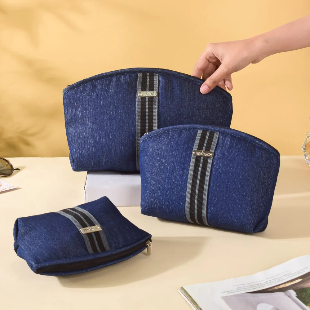 Denim Vanity Bag Set Of 3 - Image 3