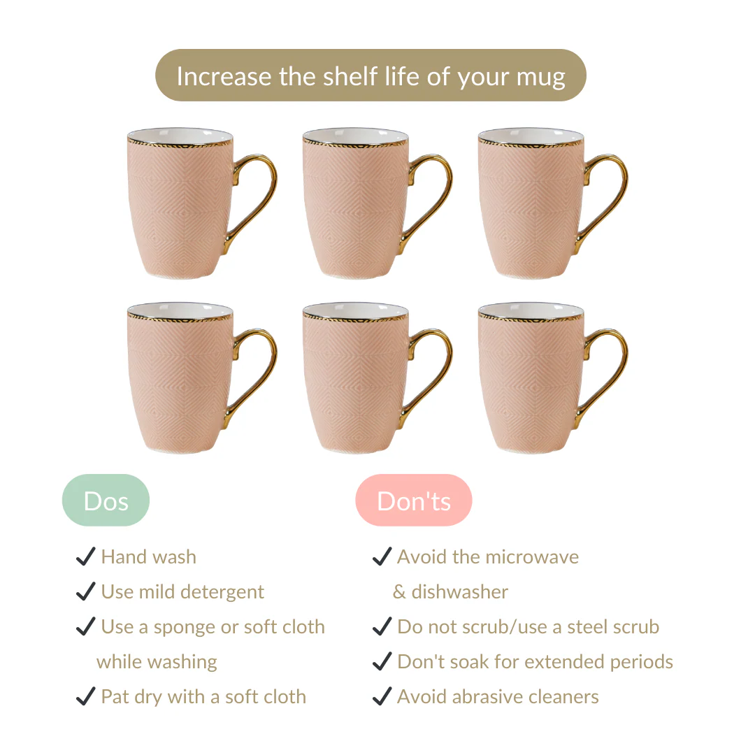 Design Mug For Coffee Set of 6 Beige 330ml - Image 7