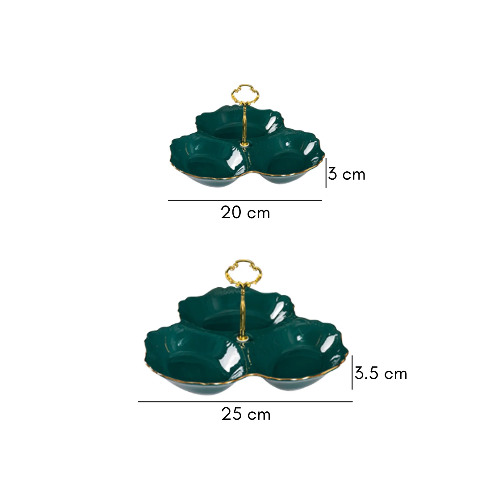 Dessert O' Clock Emerald Two Tier Golden Platter - Image 10