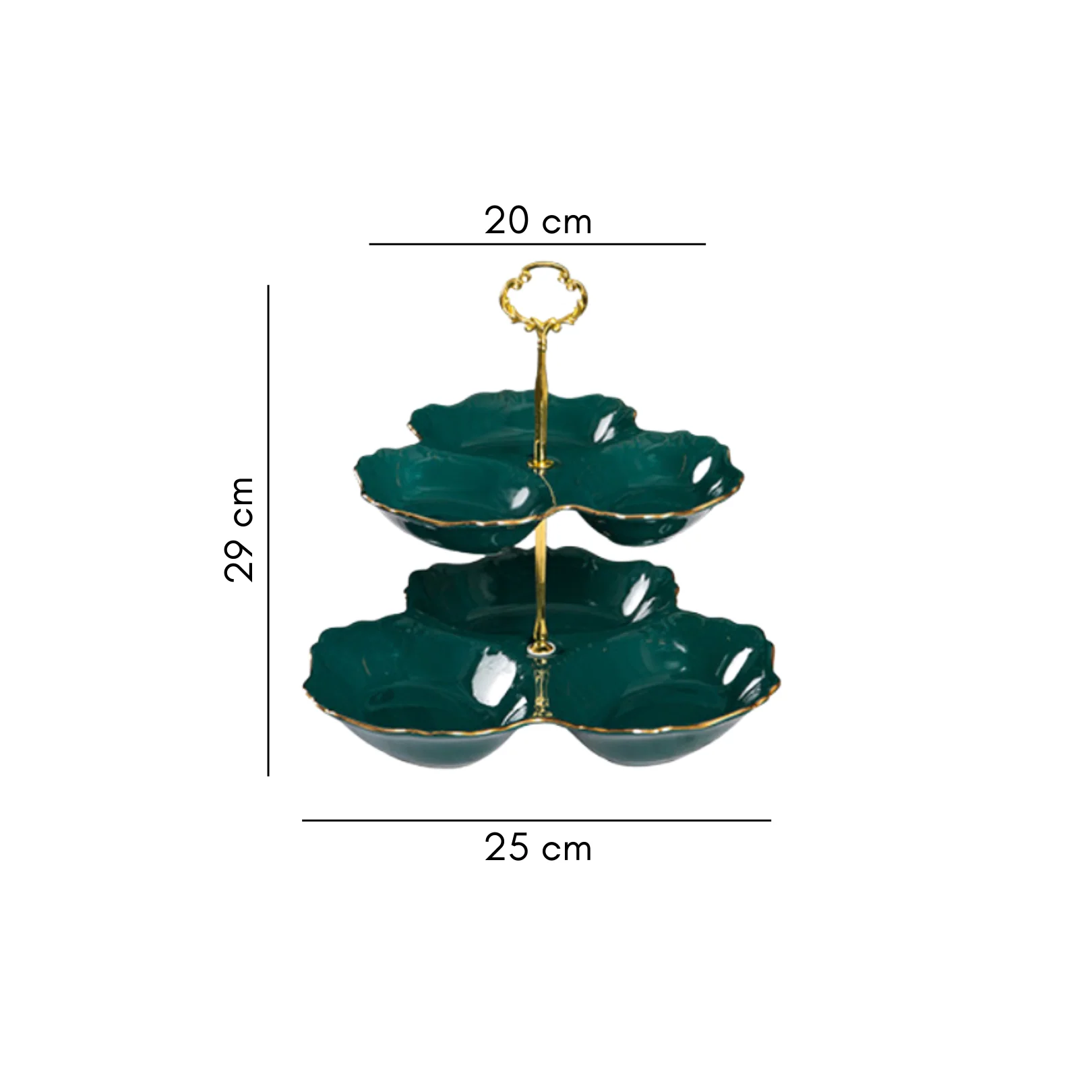 Dessert O' Clock Emerald Two Tier Golden Platter - Image 11