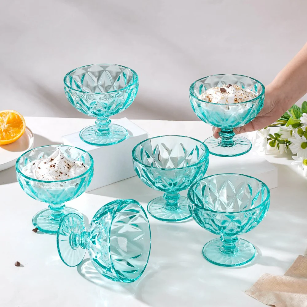 Dessert Serving Bowl Teal Set Of 6 300 ml - Image 2