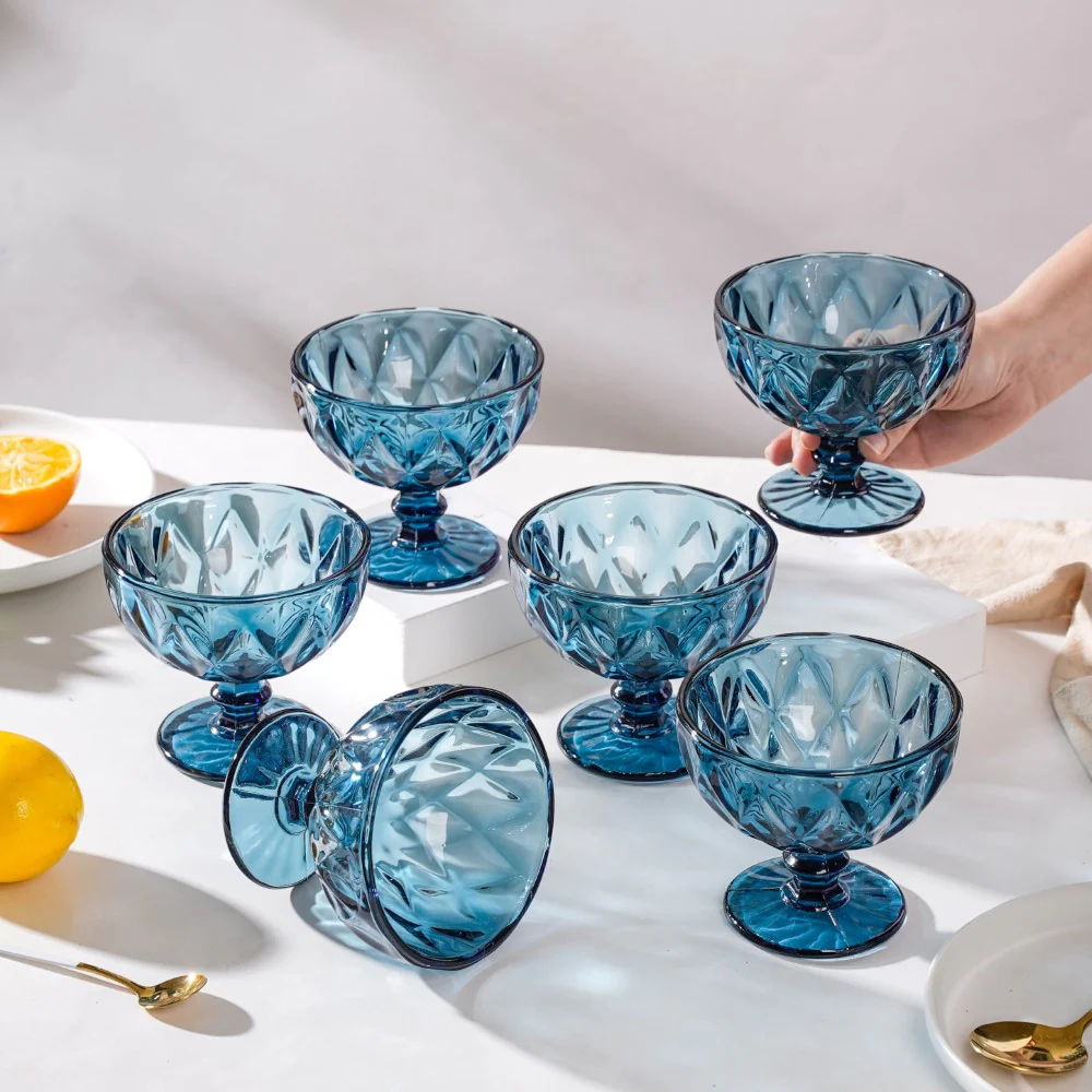 Dessert Serving Glass Blue Set Of 6 300 ml - Image 2